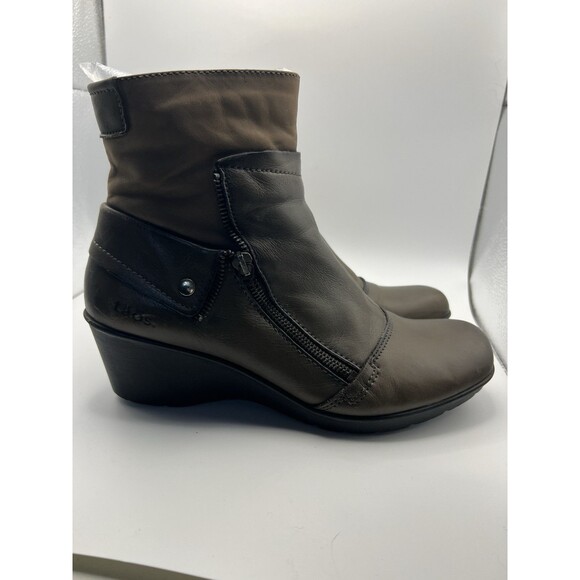 Taos ankle BOOTS Sz 9.5 EU40 Whats Happening Graphite Grey Wedge Zip boho casual - Picture 14 of 14